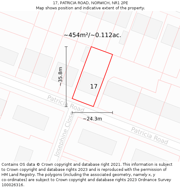 17, PATRICIA ROAD, NORWICH, NR1 2PE: Plot and title map