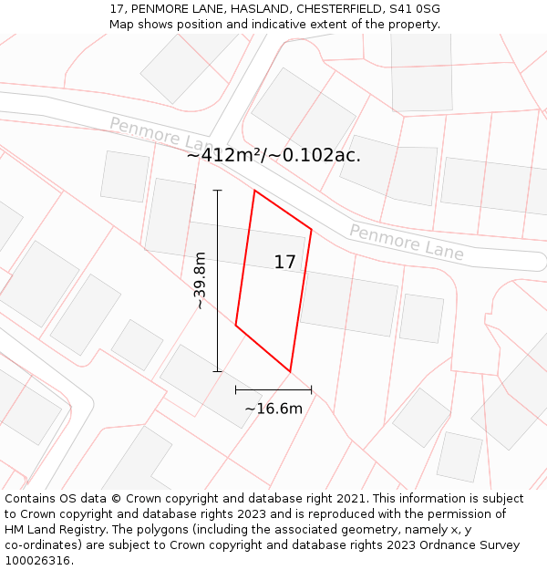 17, PENMORE LANE, HASLAND, CHESTERFIELD, S41 0SG: Plot and title map