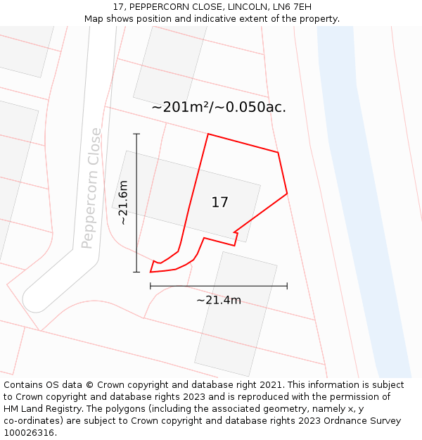 17, PEPPERCORN CLOSE, LINCOLN, LN6 7EH: Plot and title map