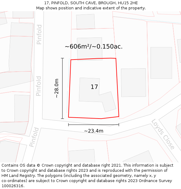 17, PINFOLD, SOUTH CAVE, BROUGH, HU15 2HE: Plot and title map