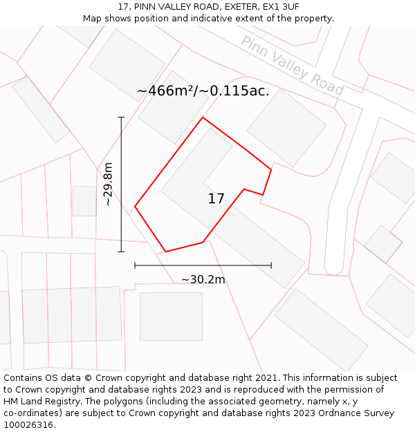 17, PINN VALLEY ROAD, EXETER, EX1 3UF: Plot and title map