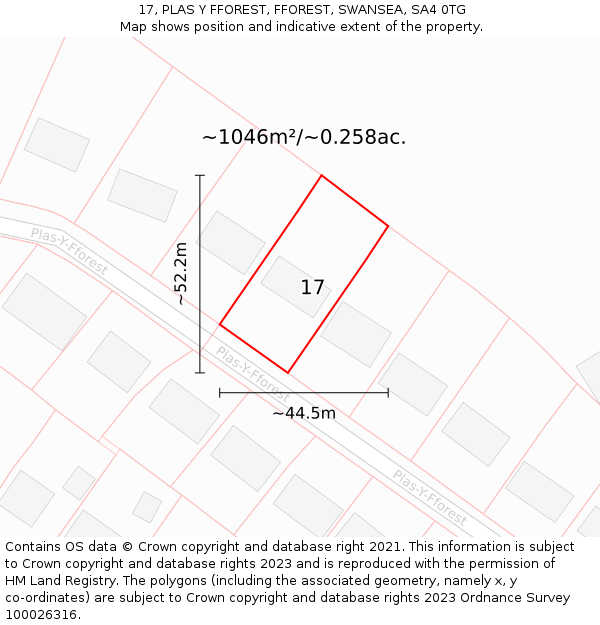 17, PLAS Y FFOREST, FFOREST, SWANSEA, SA4 0TG: Plot and title map