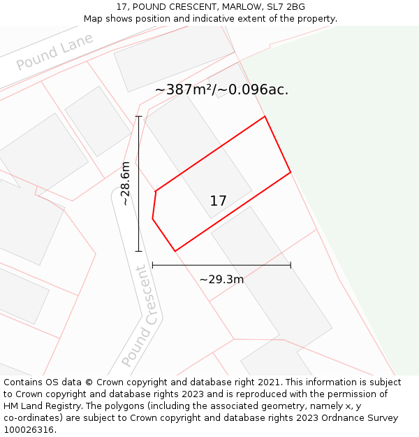 17, POUND CRESCENT, MARLOW, SL7 2BG: Plot and title map