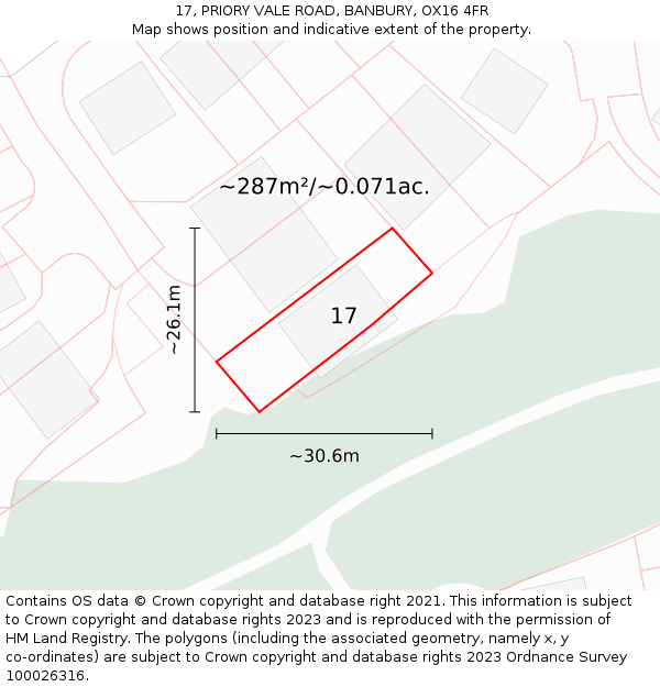 17, PRIORY VALE ROAD, BANBURY, OX16 4FR: Plot and title map