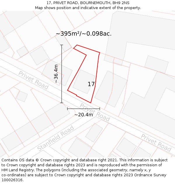 17, PRIVET ROAD, BOURNEMOUTH, BH9 2NS: Plot and title map