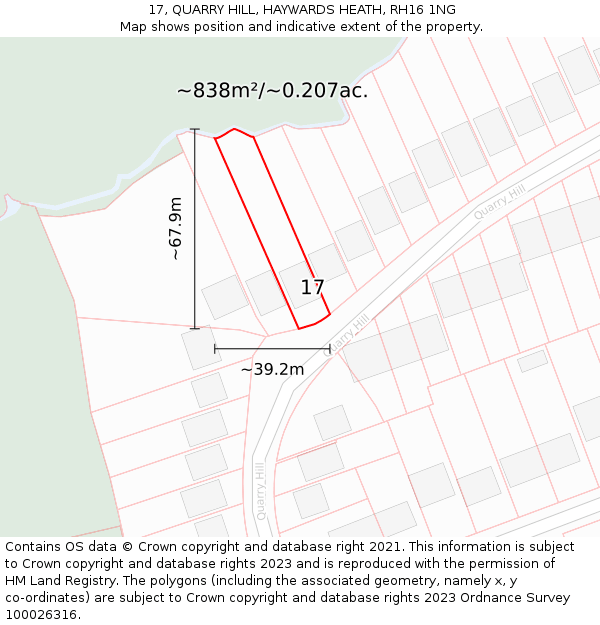 17, QUARRY HILL, HAYWARDS HEATH, RH16 1NG: Plot and title map