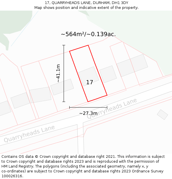 17, QUARRYHEADS LANE, DURHAM, DH1 3DY: Plot and title map