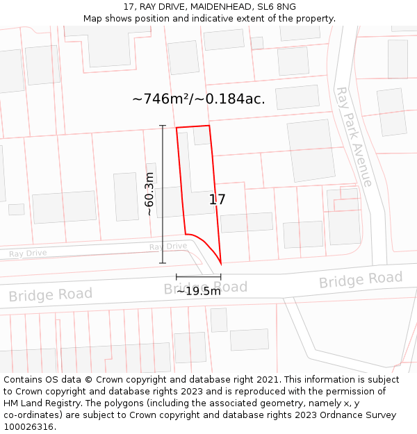 17, RAY DRIVE, MAIDENHEAD, SL6 8NG: Plot and title map