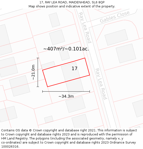 17, RAY LEA ROAD, MAIDENHEAD, SL6 8QP: Plot and title map