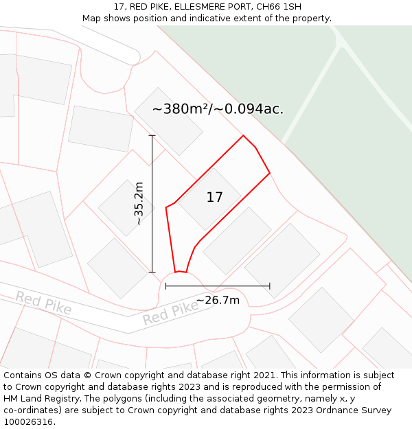 17, RED PIKE, ELLESMERE PORT, CH66 1SH: Plot and title map