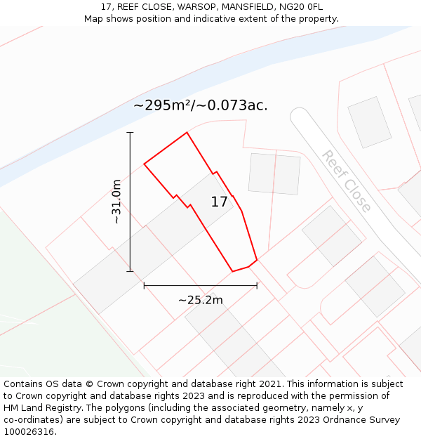 17, REEF CLOSE, WARSOP, MANSFIELD, NG20 0FL: Plot and title map