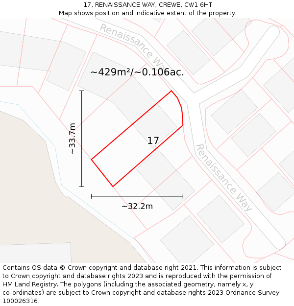 17, RENAISSANCE WAY, CREWE, CW1 6HT: Plot and title map