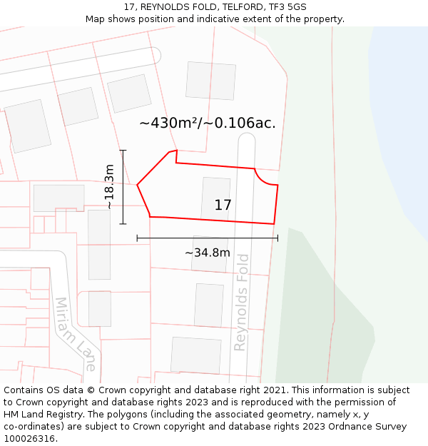 17, REYNOLDS FOLD, TELFORD, TF3 5GS: Plot and title map