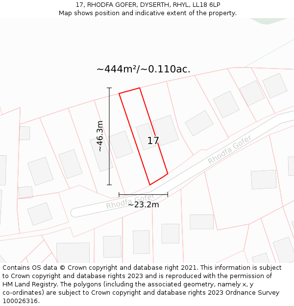 17, RHODFA GOFER, DYSERTH, RHYL, LL18 6LP: Plot and title map