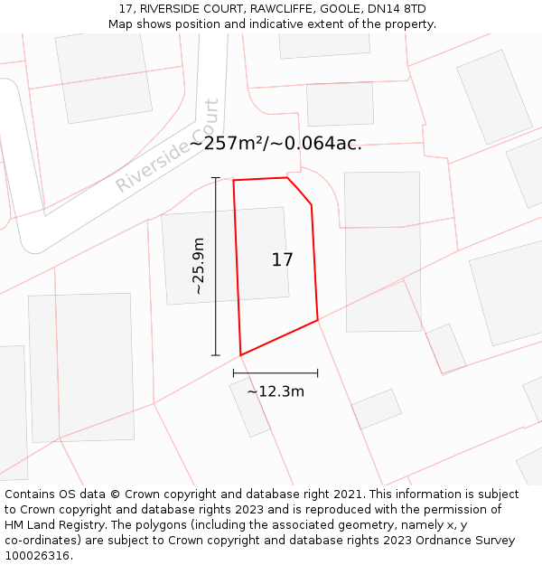 17, RIVERSIDE COURT, RAWCLIFFE, GOOLE, DN14 8TD: Plot and title map