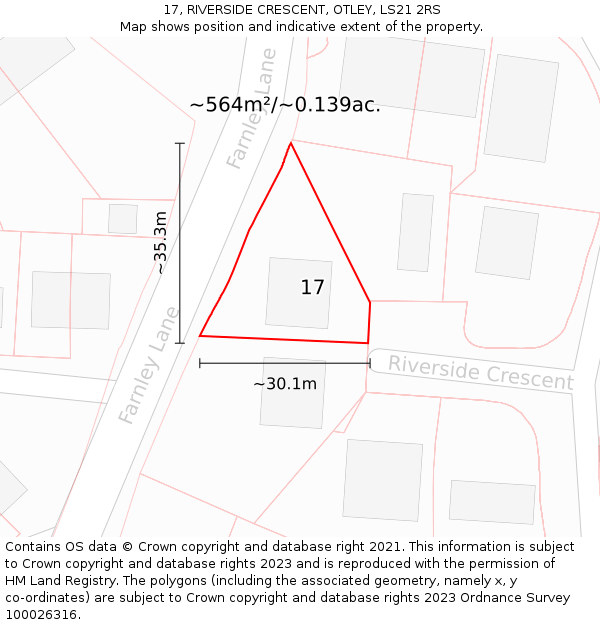 17, RIVERSIDE CRESCENT, OTLEY, LS21 2RS: Plot and title map