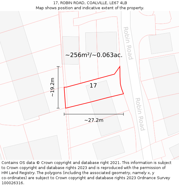 17, ROBIN ROAD, COALVILLE, LE67 4LB: Plot and title map