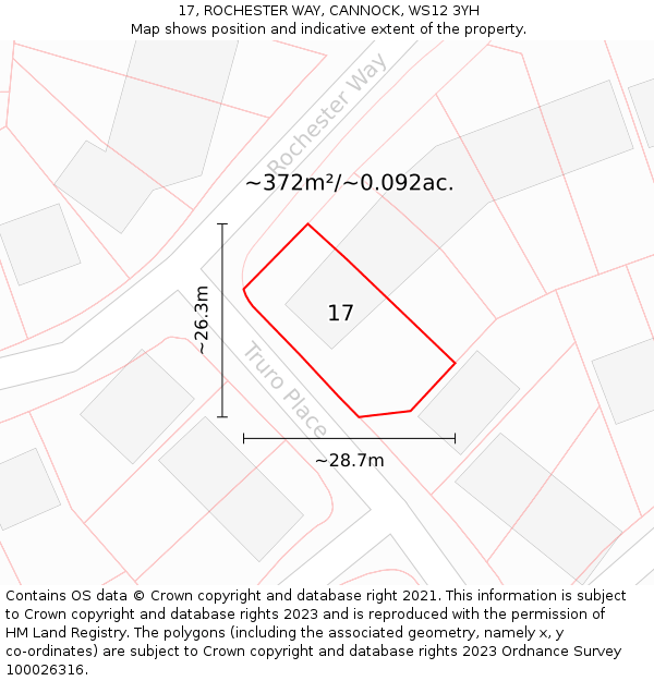 17, ROCHESTER WAY, CANNOCK, WS12 3YH: Plot and title map