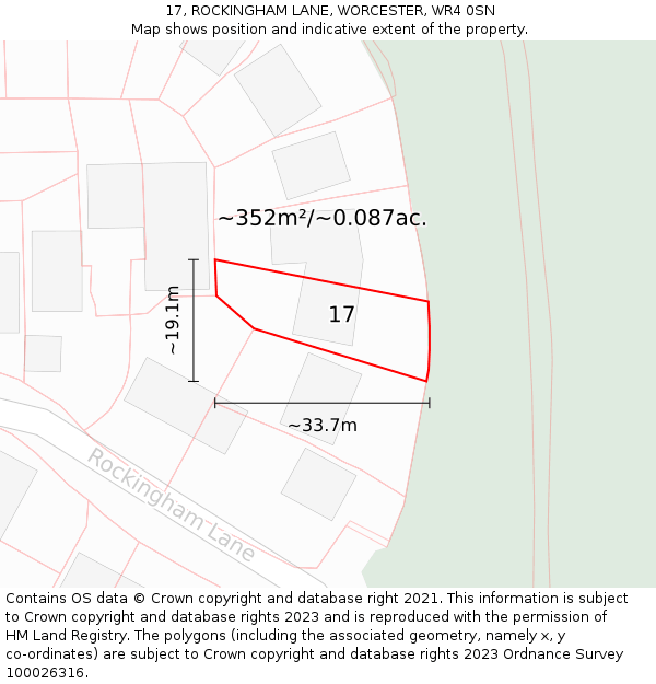 17, ROCKINGHAM LANE, WORCESTER, WR4 0SN: Plot and title map