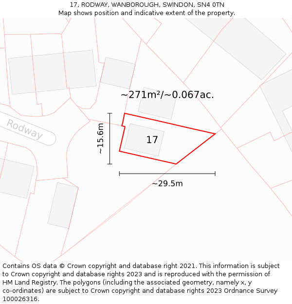 17, RODWAY, WANBOROUGH, SWINDON, SN4 0TN: Plot and title map