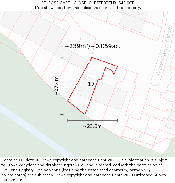 17, ROSE GARTH CLOSE, CHESTERFIELD, S41 0GE: Plot and title map