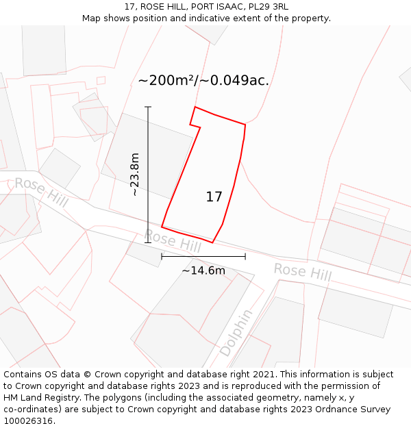 17, ROSE HILL, PORT ISAAC, PL29 3RL: Plot and title map