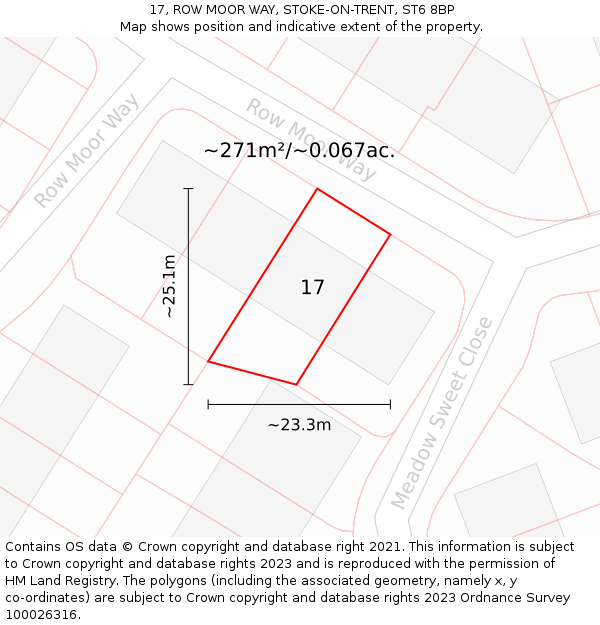 17, ROW MOOR WAY, STOKE-ON-TRENT, ST6 8BP: Plot and title map