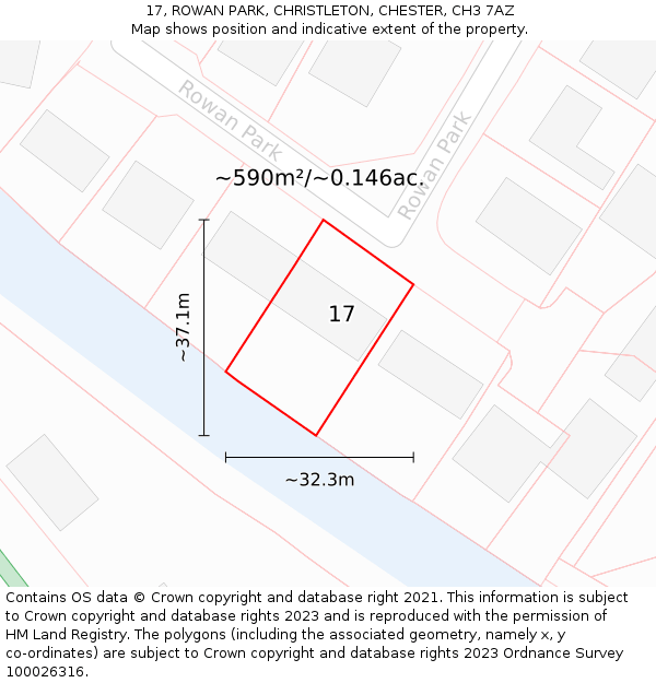 17, ROWAN PARK, CHRISTLETON, CHESTER, CH3 7AZ: Plot and title map