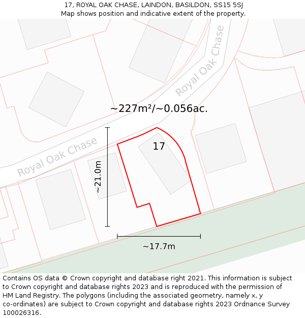 17, ROYAL OAK CHASE, LAINDON, BASILDON, SS15 5SJ: Plot and title map