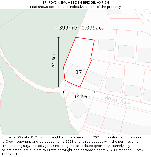 17, ROYD VIEW, HEBDEN BRIDGE, HX7 5NJ: Plot and title map