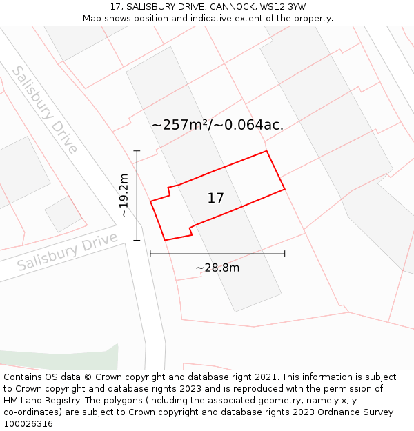 17, SALISBURY DRIVE, CANNOCK, WS12 3YW: Plot and title map