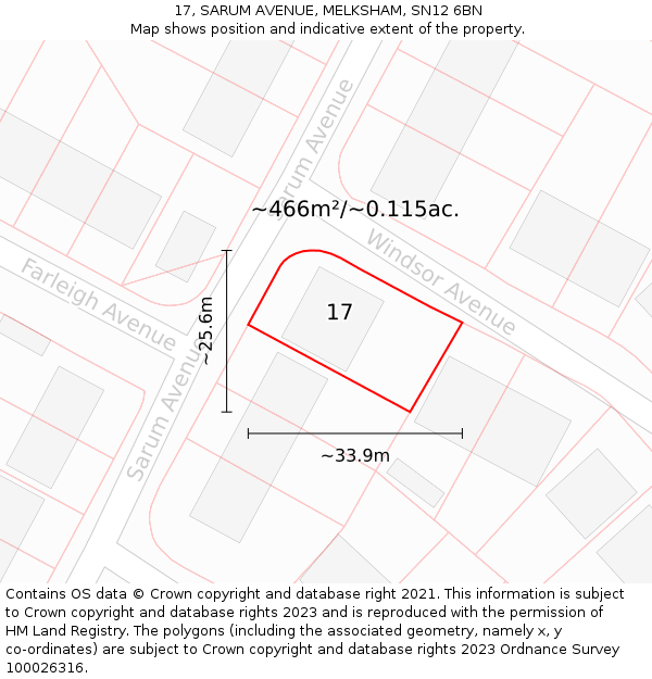 17, SARUM AVENUE, MELKSHAM, SN12 6BN: Plot and title map