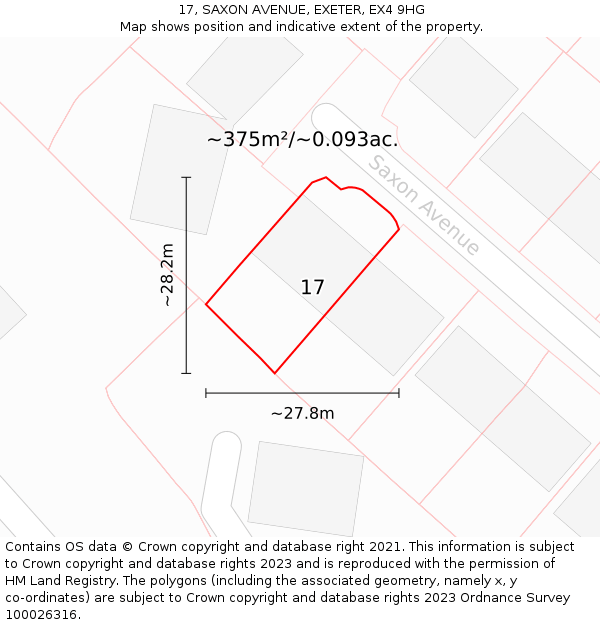 17, SAXON AVENUE, EXETER, EX4 9HG: Plot and title map