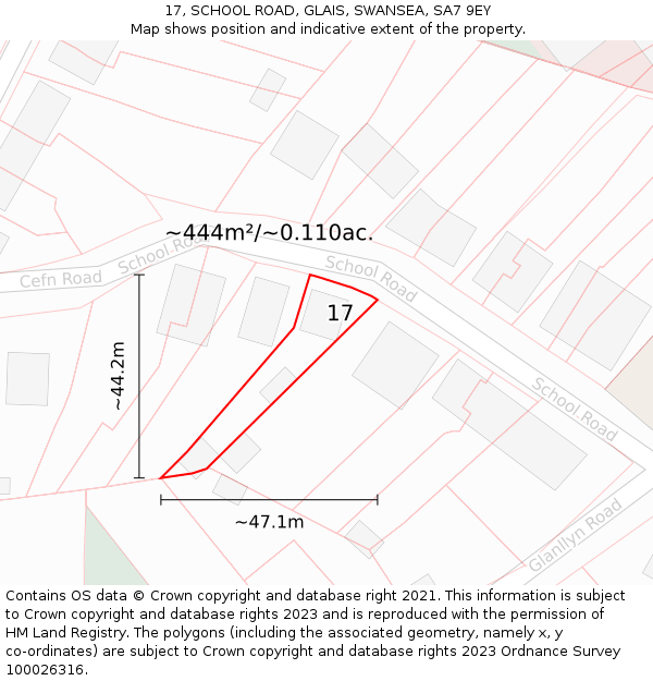 17, SCHOOL ROAD, GLAIS, SWANSEA, SA7 9EY: Plot and title map
