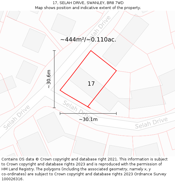 17, SELAH DRIVE, SWANLEY, BR8 7WD: Plot and title map