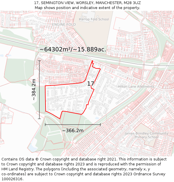 17, SEMINGTON VIEW, WORSLEY, MANCHESTER, M28 3UZ: Plot and title map