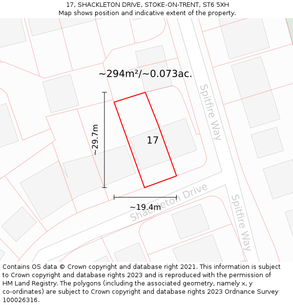 17, SHACKLETON DRIVE, STOKE-ON-TRENT, ST6 5XH: Plot and title map