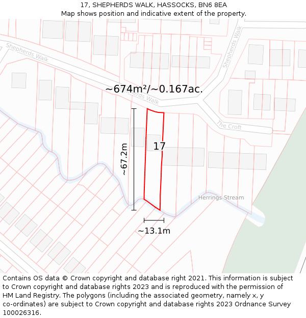 17, SHEPHERDS WALK, HASSOCKS, BN6 8EA: Plot and title map