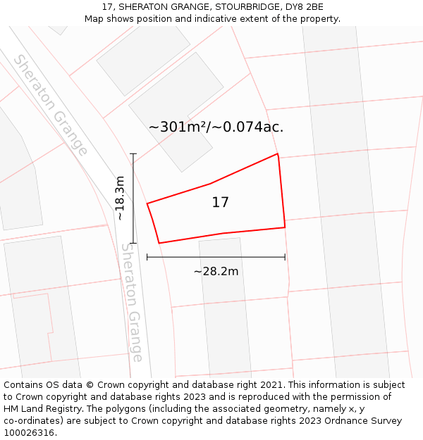 17, SHERATON GRANGE, STOURBRIDGE, DY8 2BE: Plot and title map