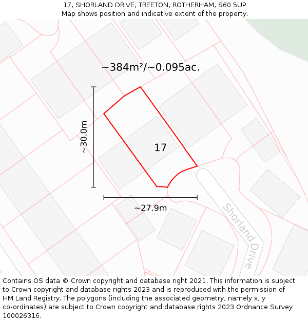 17, SHORLAND DRIVE, TREETON, ROTHERHAM, S60 5UP: Plot and title map