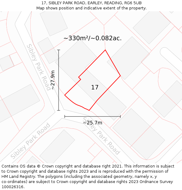 17, SIBLEY PARK ROAD, EARLEY, READING, RG6 5UB: Plot and title map