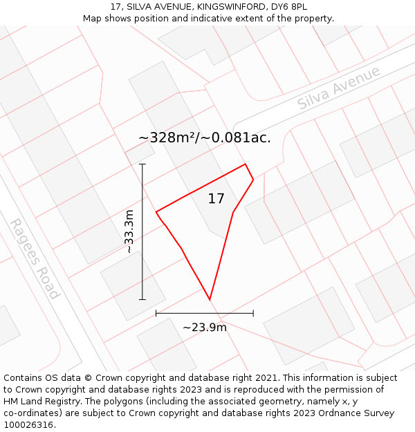 17, SILVA AVENUE, KINGSWINFORD, DY6 8PL: Plot and title map