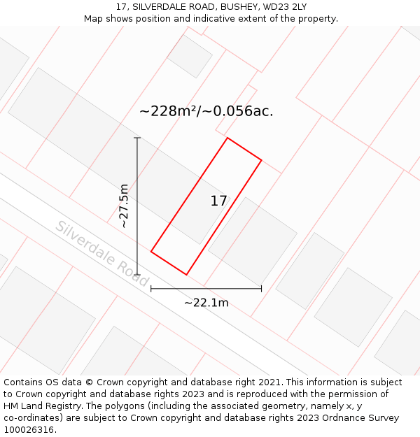 17, SILVERDALE ROAD, BUSHEY, WD23 2LY: Plot and title map