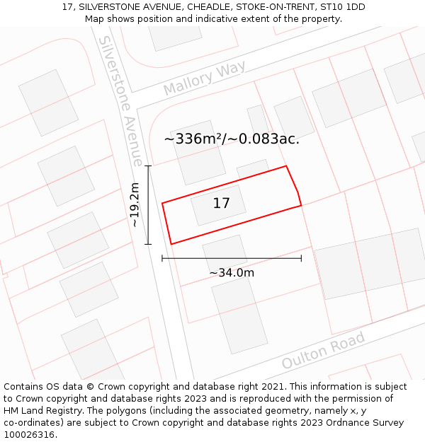 17, SILVERSTONE AVENUE, CHEADLE, STOKE-ON-TRENT, ST10 1DD: Plot and title map