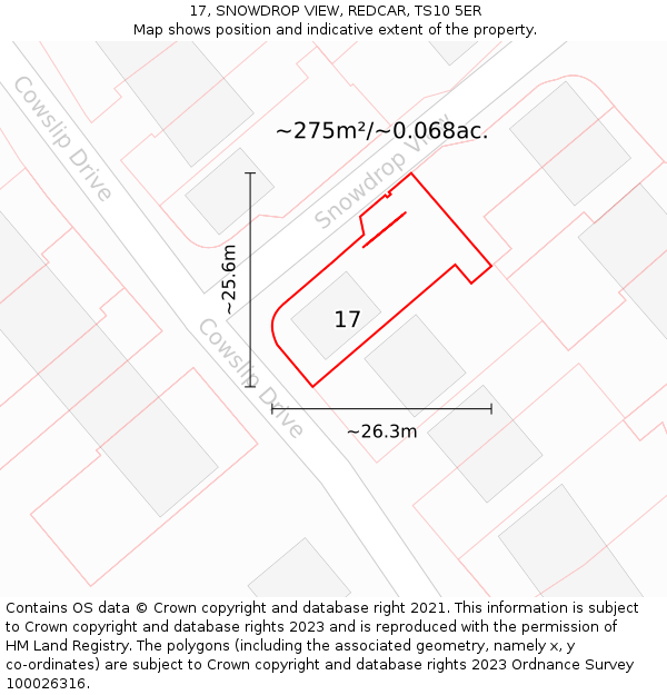 17, SNOWDROP VIEW, REDCAR, TS10 5ER: Plot and title map