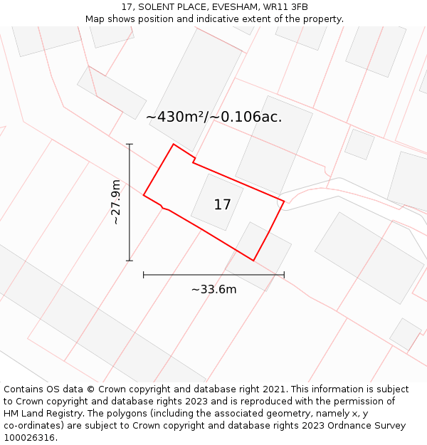 17, SOLENT PLACE, EVESHAM, WR11 3FB: Plot and title map