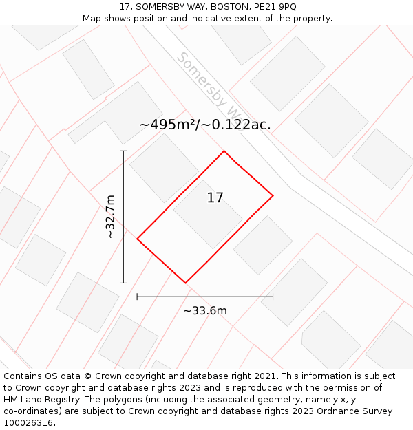 17, SOMERSBY WAY, BOSTON, PE21 9PQ: Plot and title map