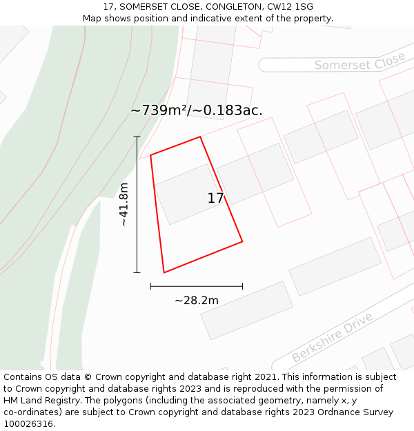 17, SOMERSET CLOSE, CONGLETON, CW12 1SG: Plot and title map