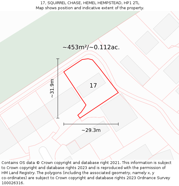 17, SQUIRREL CHASE, HEMEL HEMPSTEAD, HP1 2TL: Plot and title map