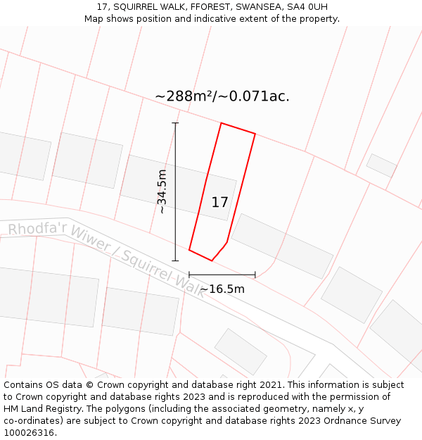 17, SQUIRREL WALK, FFOREST, SWANSEA, SA4 0UH: Plot and title map